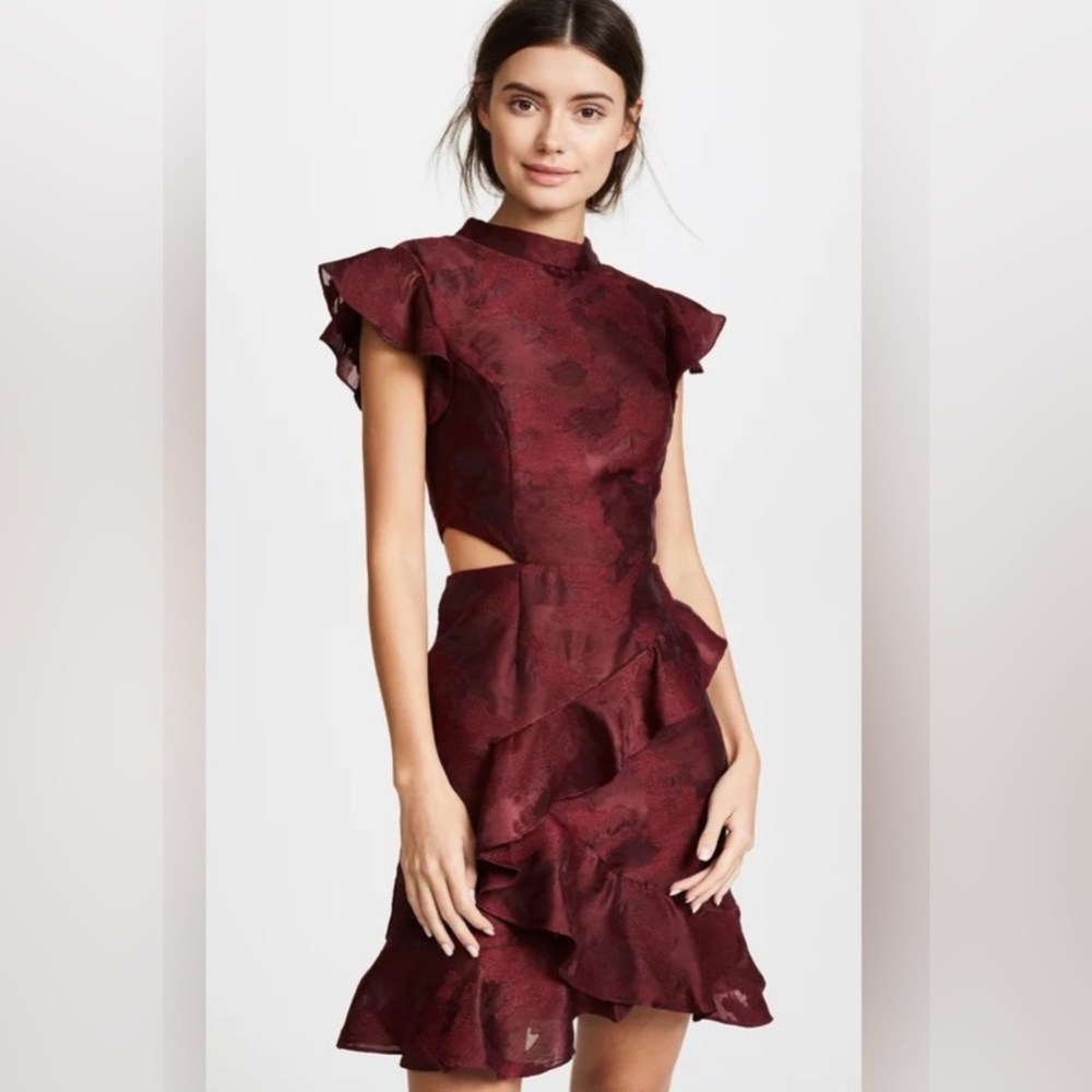 C/MEO Collective Burgundy Ruffle Dress